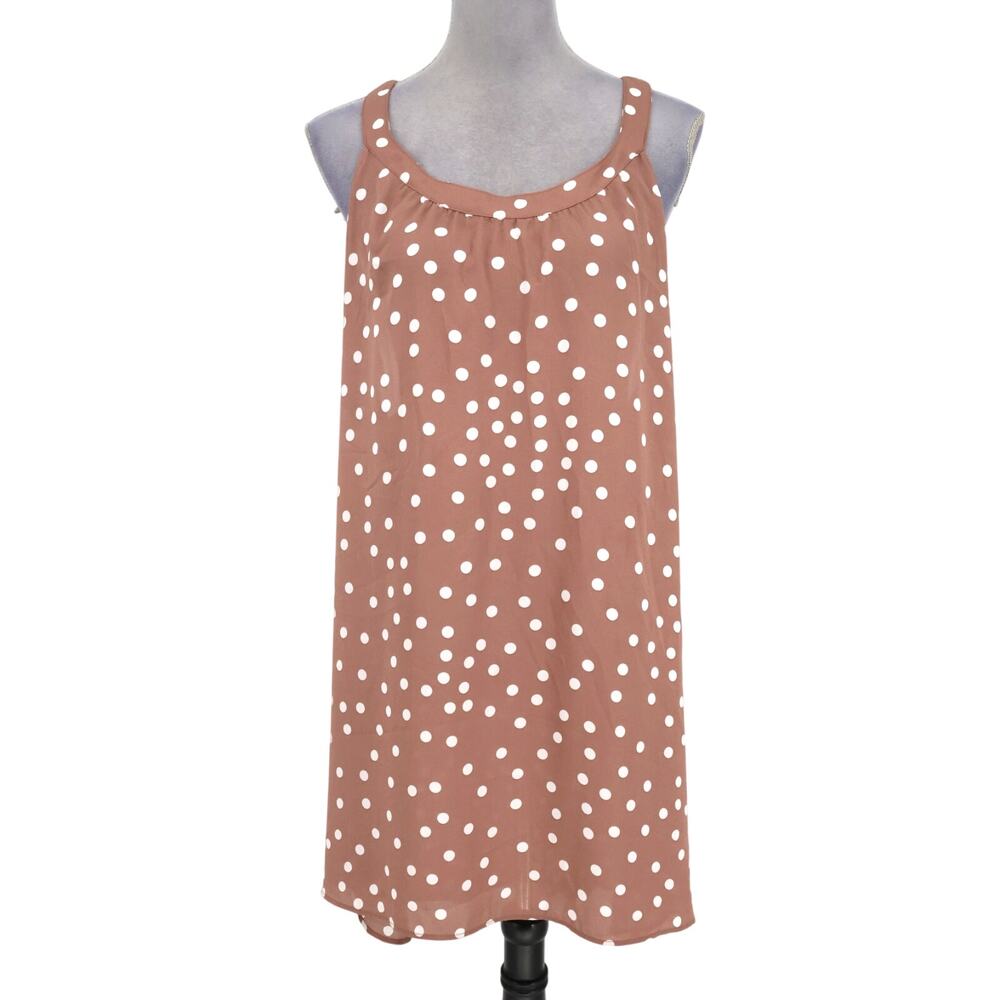 Torrid Top 5 Plus Size 5X Beige White Polka Dot Sleeveless Long Beach Resort